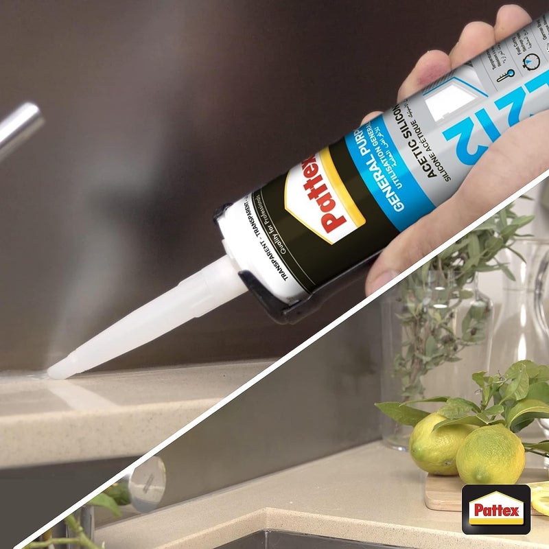 Pattex Duravel Clear GP Silicone Sealant with Silicone Gun - Pattex SL212, 280 ml - Image 5